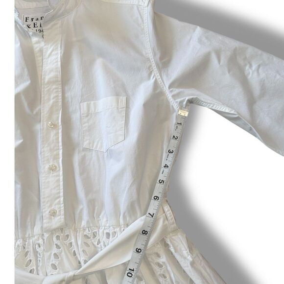 Frank & Eileen Grace Eyelet Midi Dress White Belted Classy Preppy Women’s Size S - Picture 5 of 16